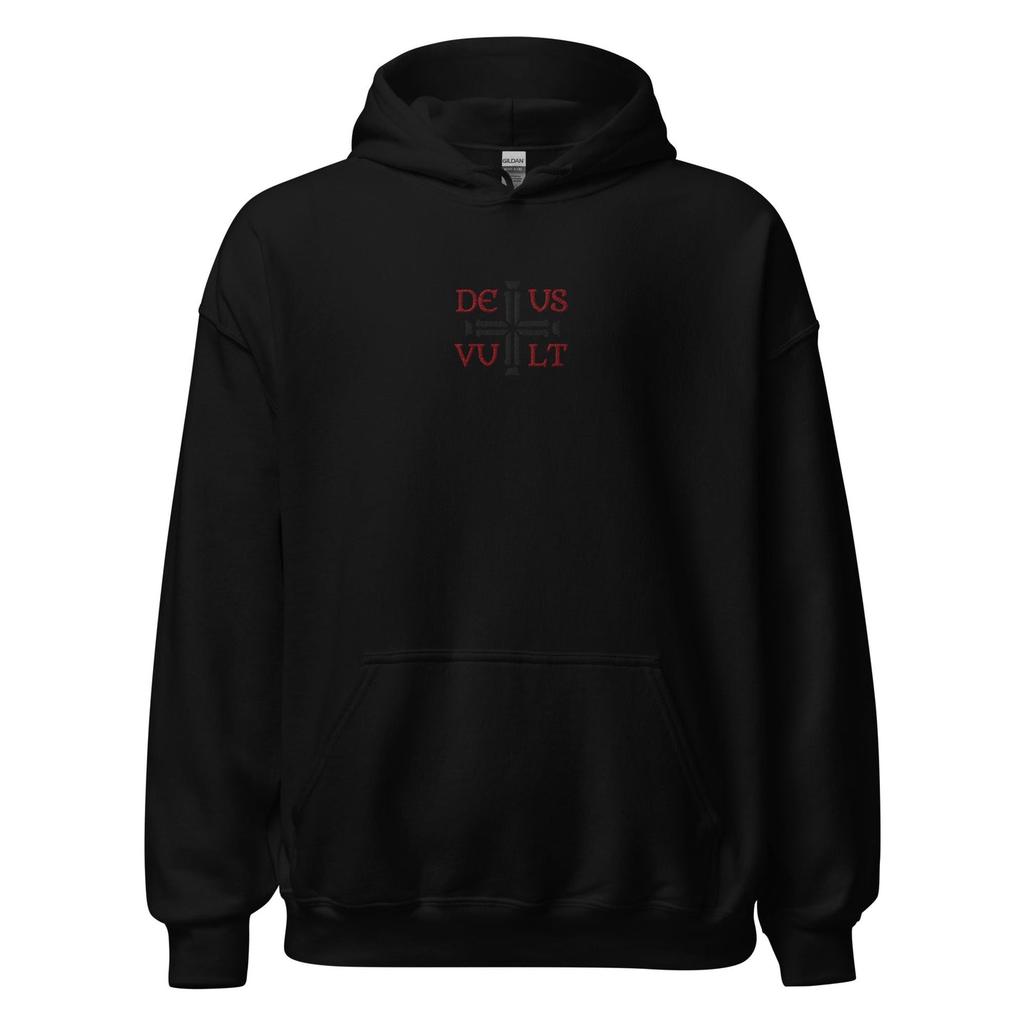 Deus Vult God Wills It Cross Emblem Embroidered Hoodie - Inken Image
