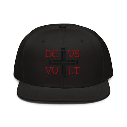 Deus Vult God Wills It Cross Emblem Embroidered Snapback - Inken Image