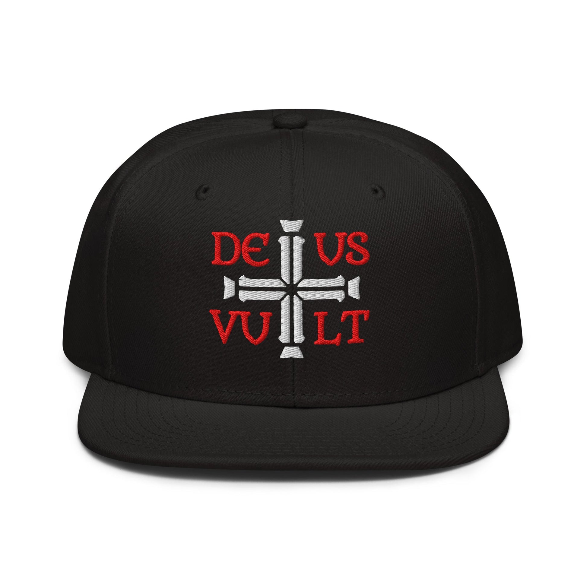 Deus Vult God Wills It Cross Emblem Embroidered Snapback - Inken Image