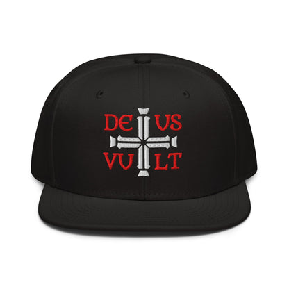 Deus Vult God Wills It Cross Emblem Embroidered Snapback - Inken Image