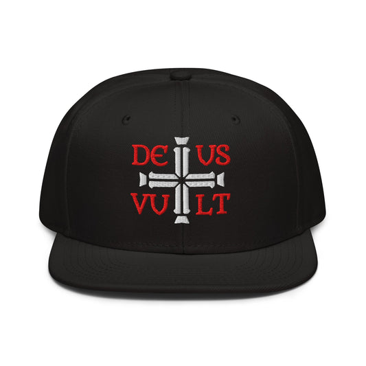 Deus Vult God Wills It Cross Emblem Embroidered Snapback - Inken Image