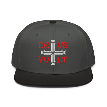 Deus Vult God Wills It Cross Emblem Embroidered Snapback - Inken Image