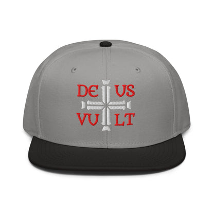 Deus Vult God Wills It Cross Emblem Embroidered Snapback - Inken Image