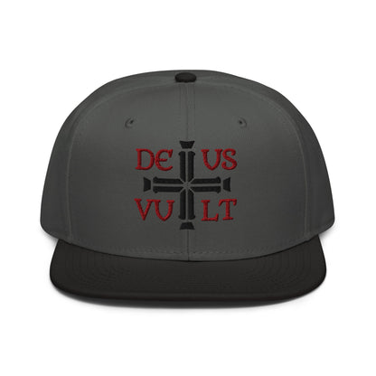 Deus Vult God Wills It Cross Emblem Embroidered Snapback - Inken Image