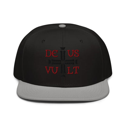 Deus Vult God Wills It Cross Emblem Embroidered Snapback - Inken Image