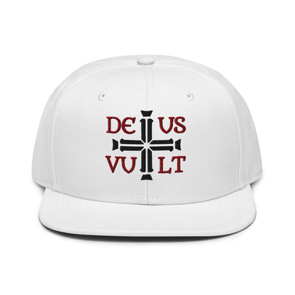 Deus Vult God Wills It Cross Emblem Embroidered Snapback - Inken Image