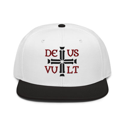 Deus Vult God Wills It Cross Emblem Embroidered Snapback - Inken Image