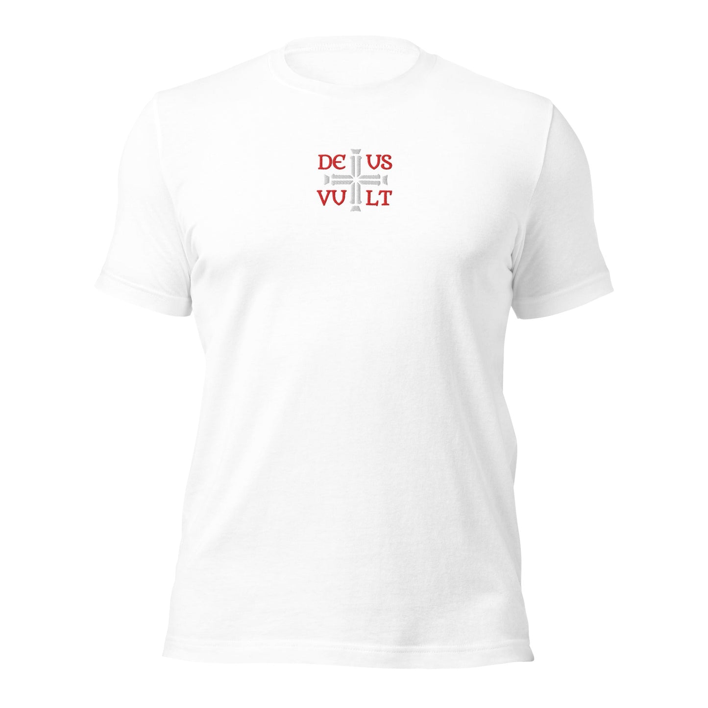 Deus Vult God Wills It Cross Emblem Embroidered T-Shirt - Inken Image