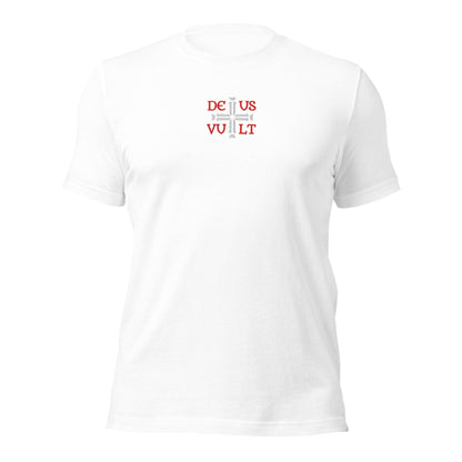 Deus Vult God Wills It Cross Emblem Embroidered T-Shirt - Inken Image