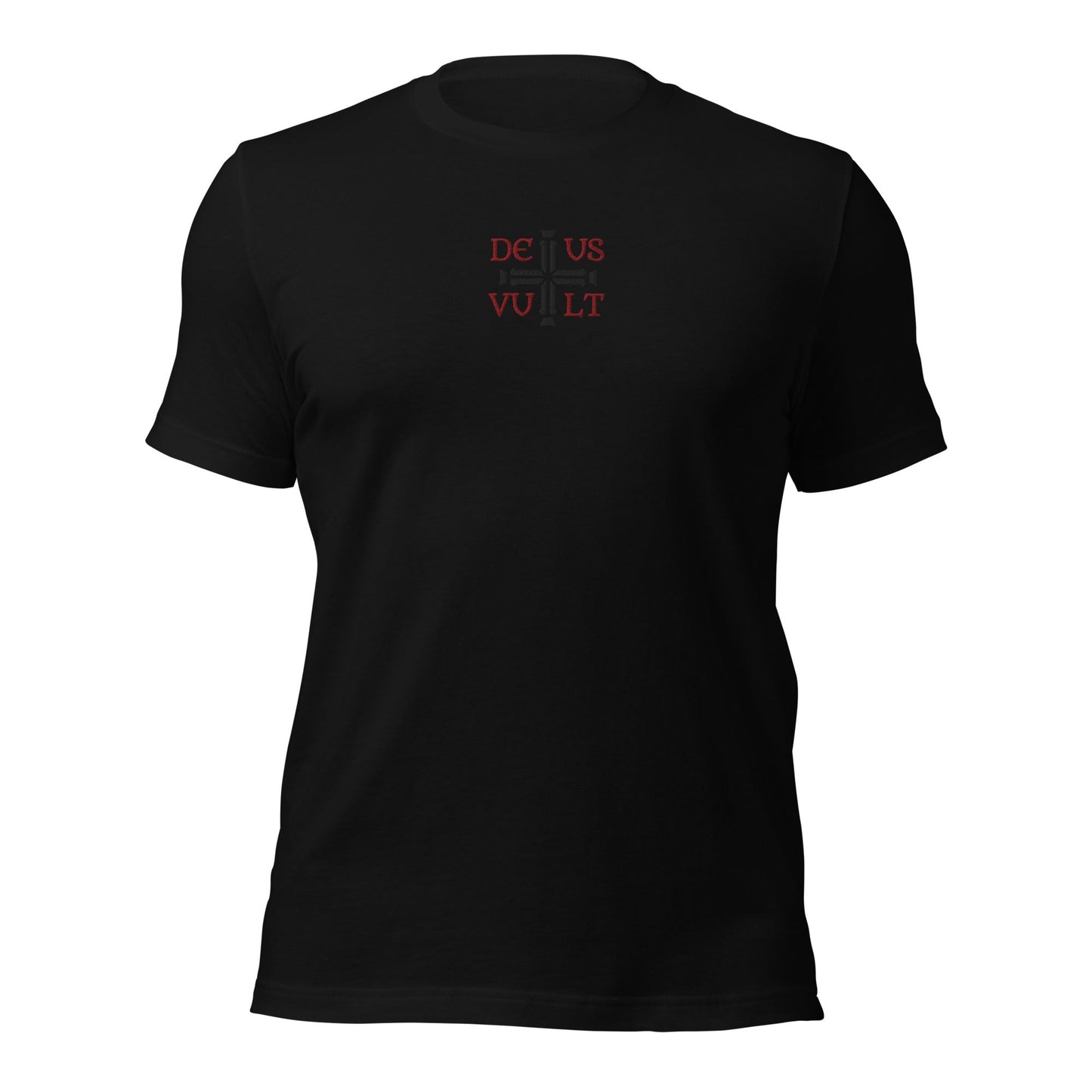 Deus Vult God Wills It Cross Emblem Embroidered T-Shirt - Inken Image