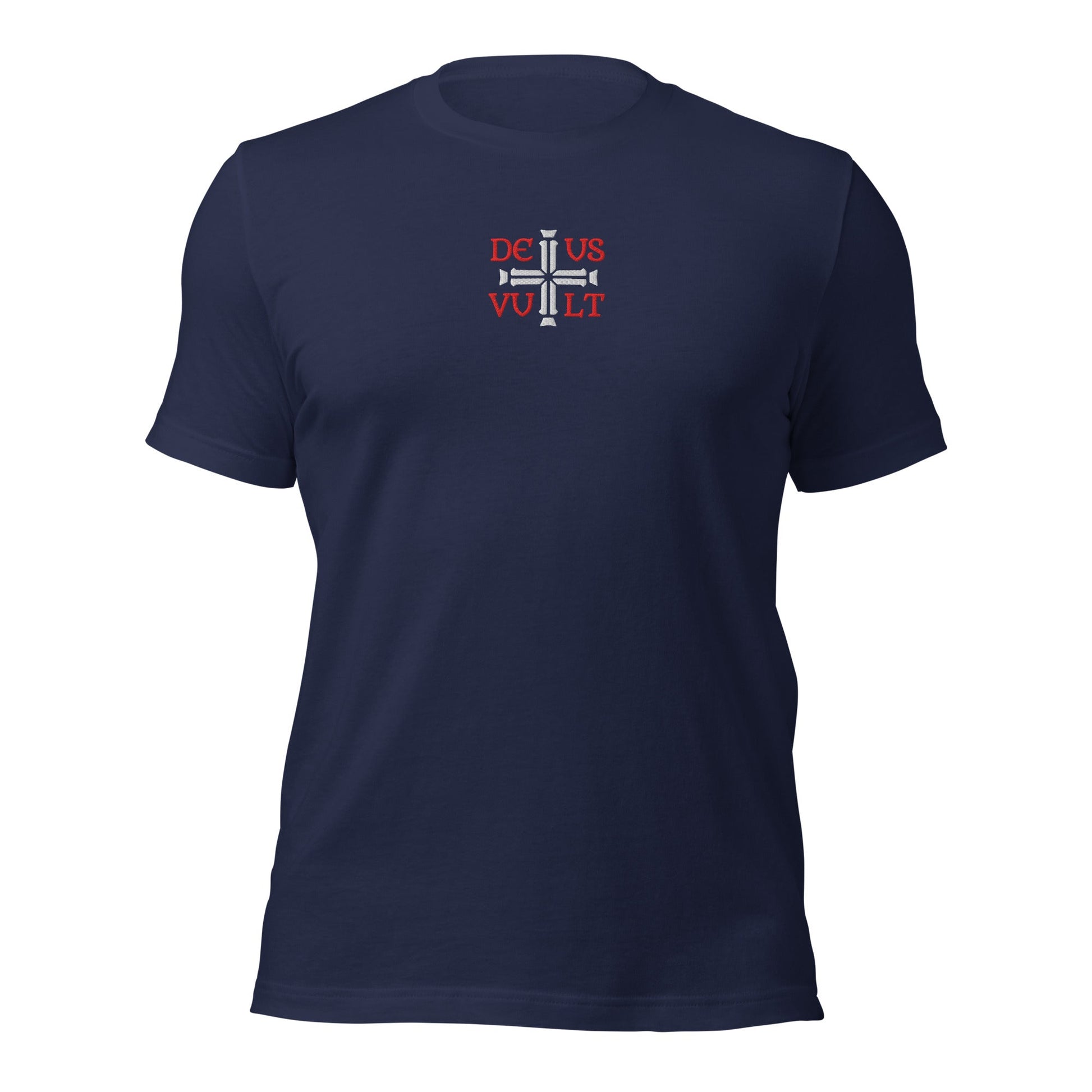 Deus Vult God Wills It Cross Emblem Embroidered T-Shirt - Inken Image
