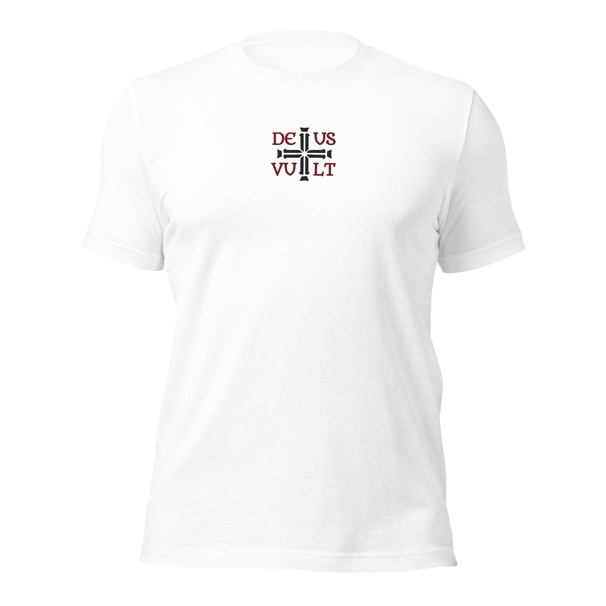 Deus Vult God Wills It Cross Emblem Embroidered T-Shirt - Inken Image