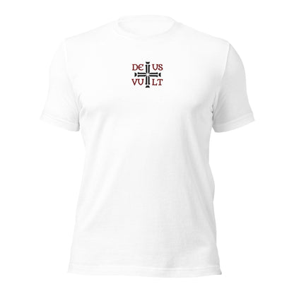 Deus Vult God Wills It Cross Emblem Embroidered T-Shirt - Inken Image