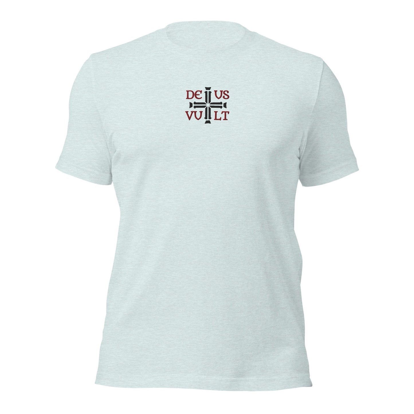 Deus Vult God Wills It Cross Emblem Embroidered T-Shirt - Inken Image
