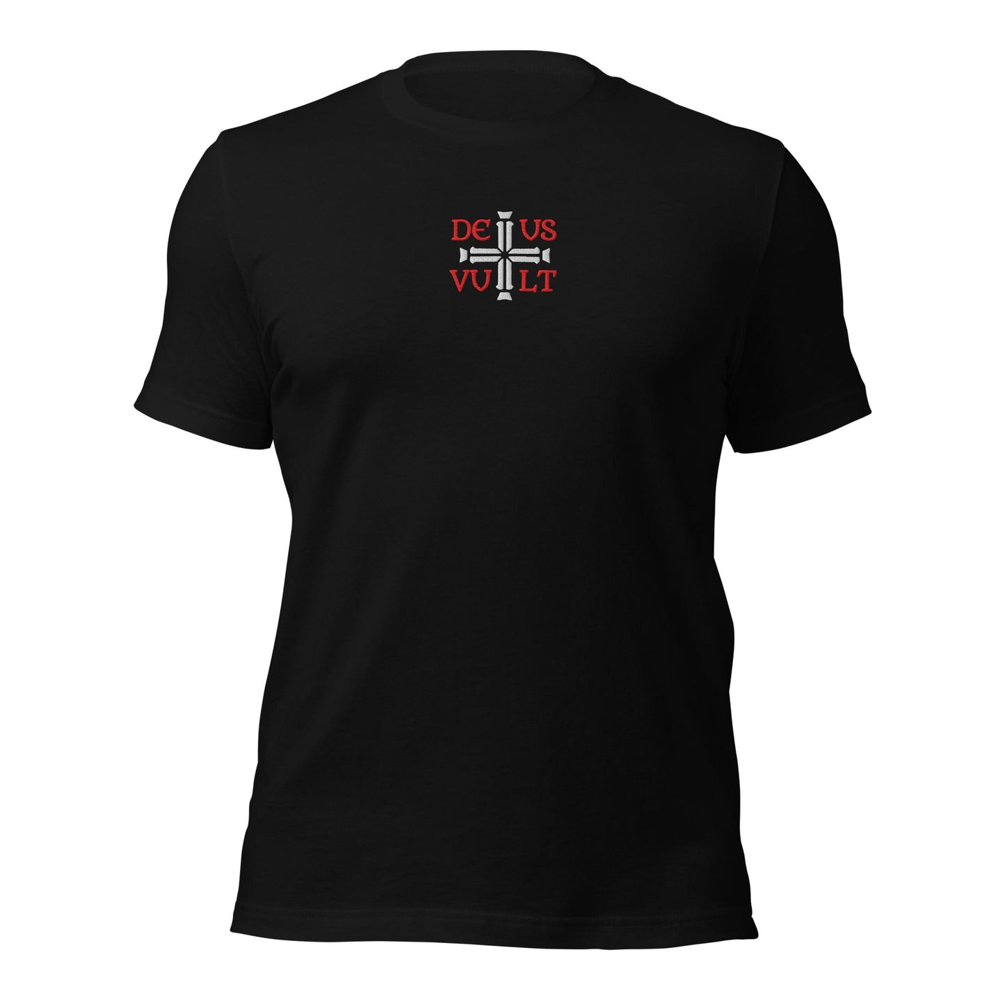 Deus Vult God Wills It Cross Emblem Embroidered T-Shirt - Inken Image