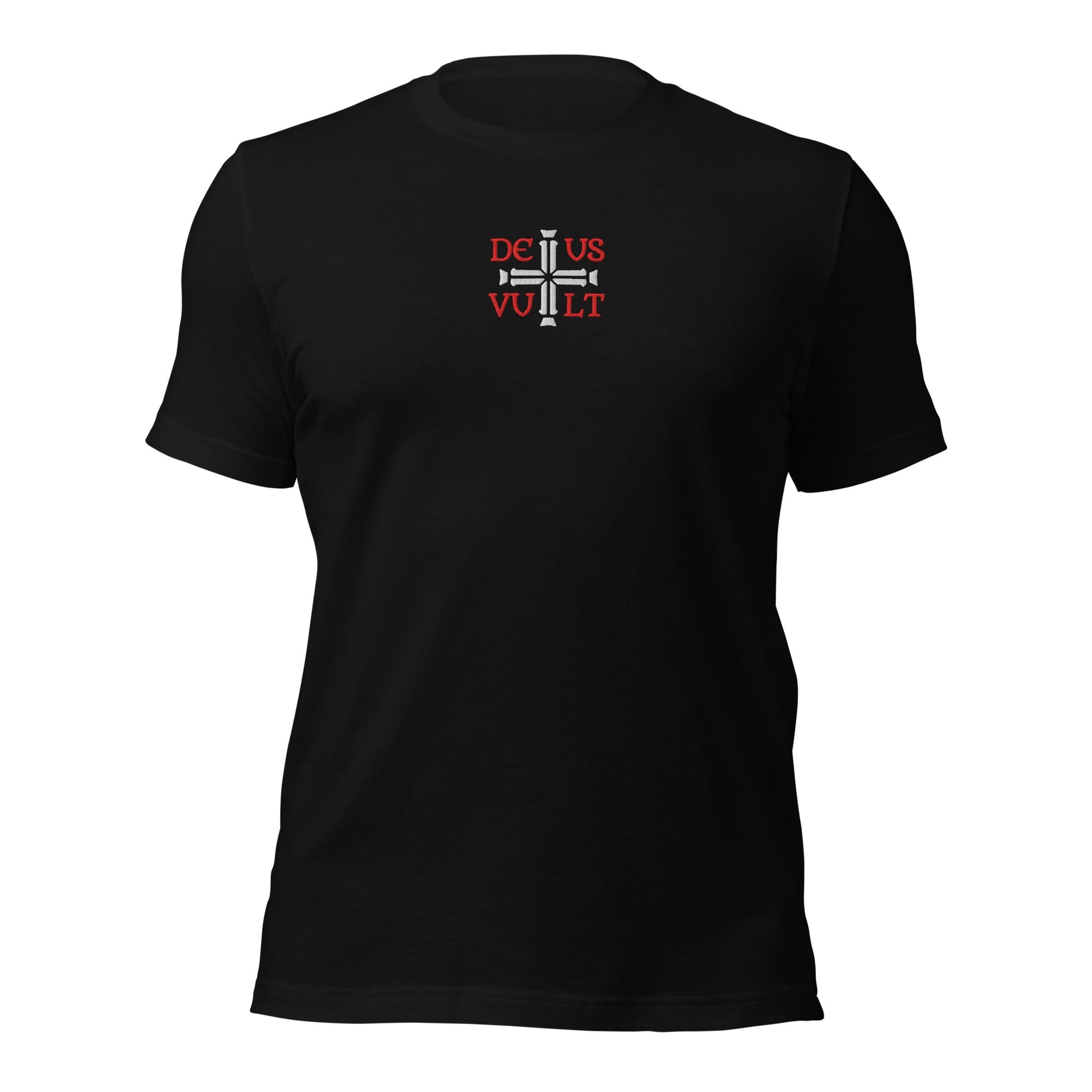 Deus Vult God Wills It Cross Emblem Embroidered T-Shirt - Inken Image
