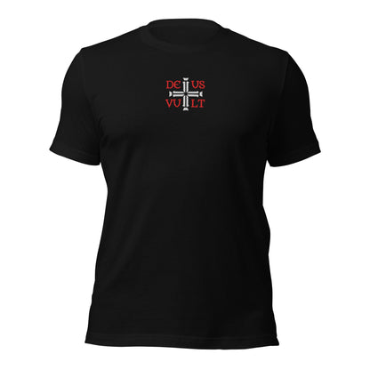 Deus Vult God Wills It Cross Emblem Embroidered T-Shirt - Inken Image