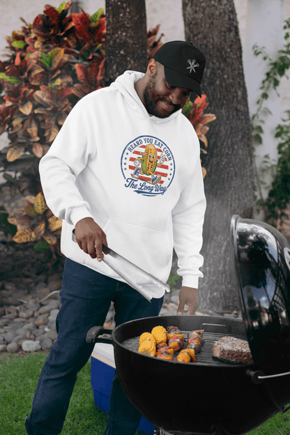 Eat Corn The Long Way Hoodie Funny 4th of July BBQ Sweatshirt - Inken Image