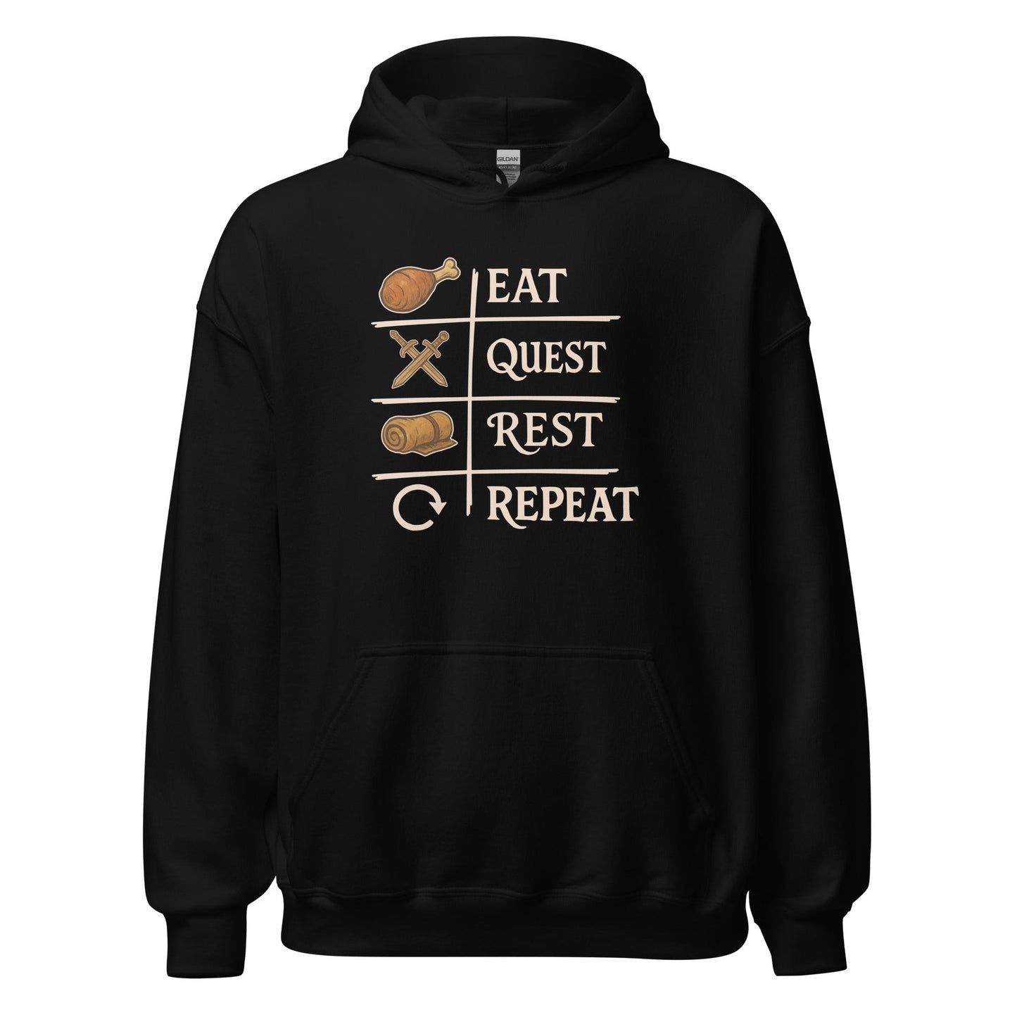 Eat Quest Rest Repeat Gamer Checklist Hoodie - Inken Image