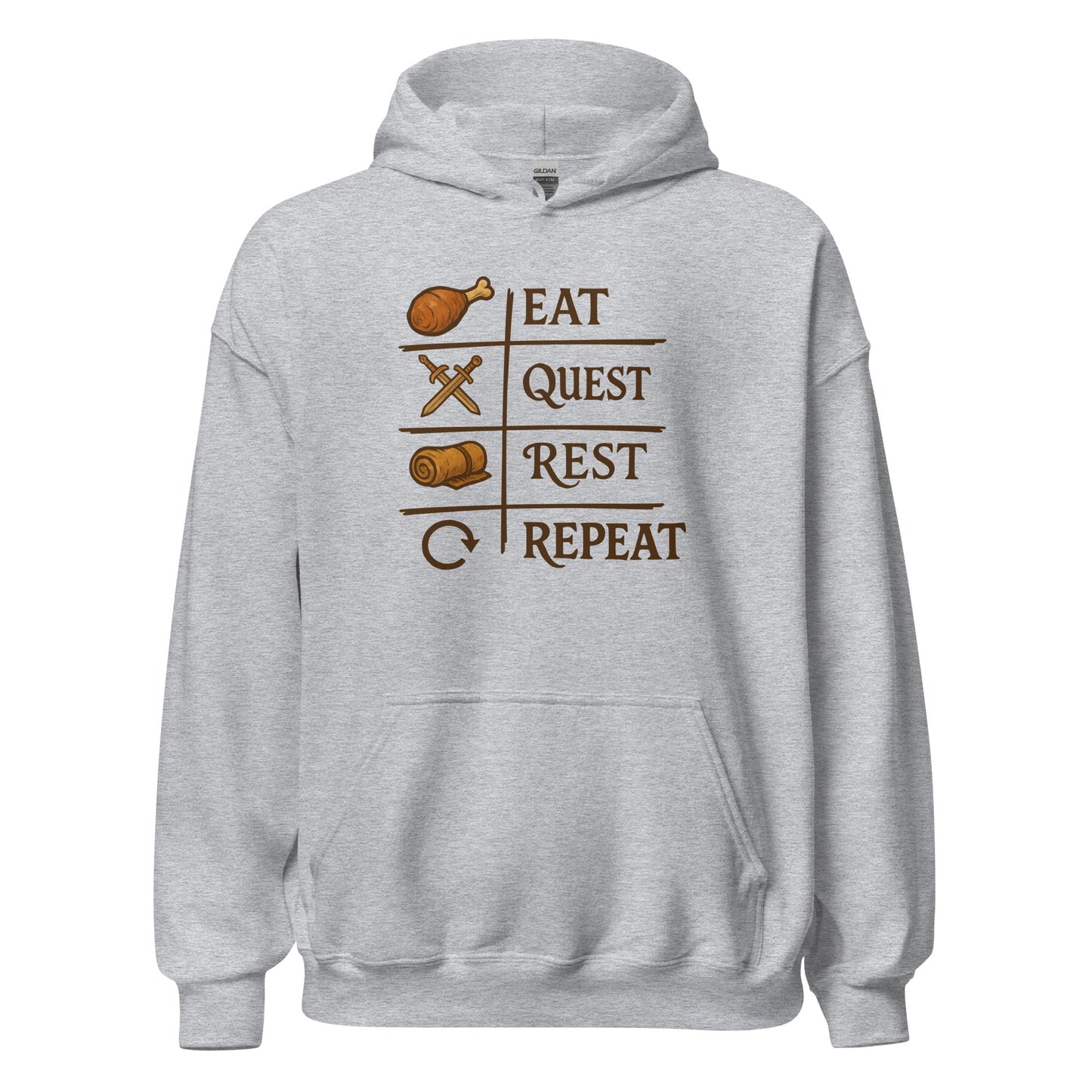 Eat Quest Rest Repeat Gamer Checklist Hoodie - Inken Image