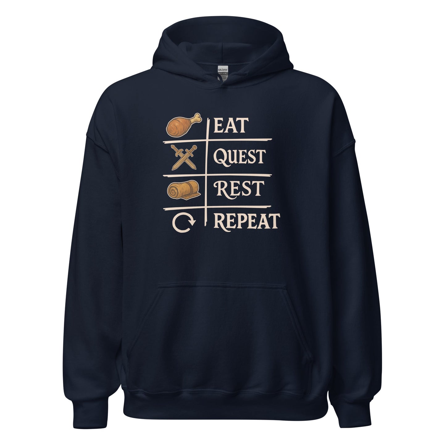 Eat Quest Rest Repeat Gamer Checklist Hoodie - Inken Image