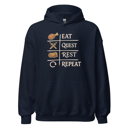 Eat Quest Rest Repeat Gamer Checklist Hoodie - Inken Image