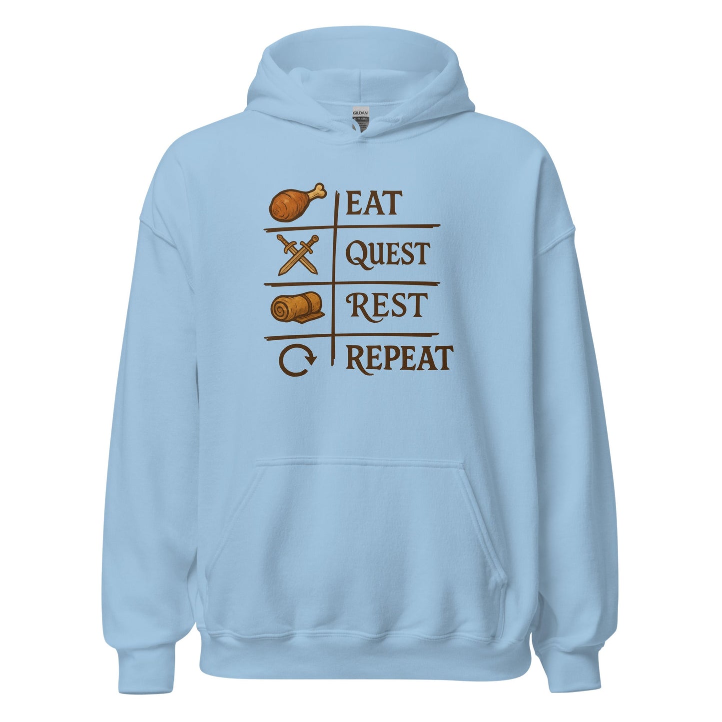 Eat Quest Rest Repeat Gamer Checklist Hoodie - Inken Image