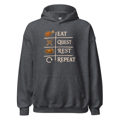Eat Quest Rest Repeat Gamer Checklist Hoodie - Inken Image