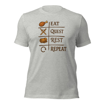 Eat Quest Rest Repeat Gamer Checklist T-Shirt - Inken Image