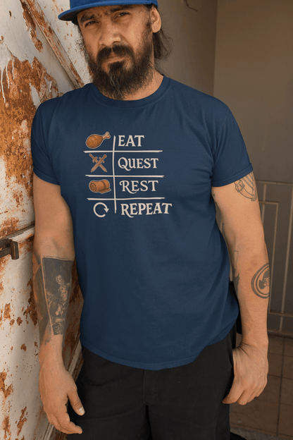 Eat Quest Rest Repeat Gamer Checklist T-Shirt - Inken Image