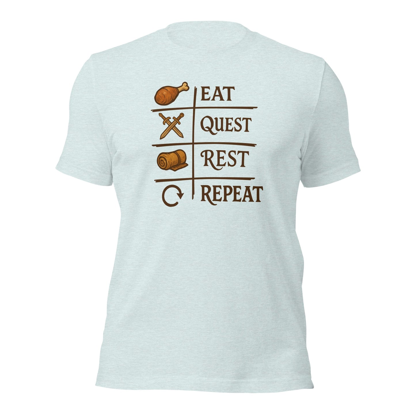 Eat Quest Rest Repeat Gamer Checklist T-Shirt - Inken Image