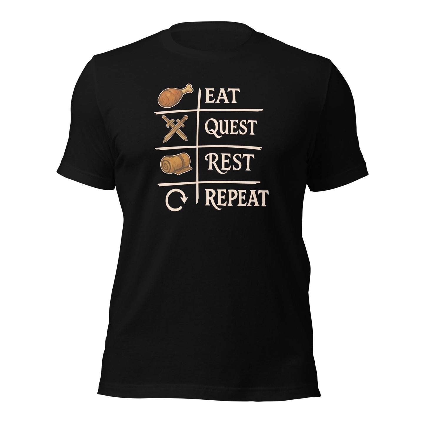 Eat Quest Rest Repeat Gamer Checklist T-Shirt - Inken Image