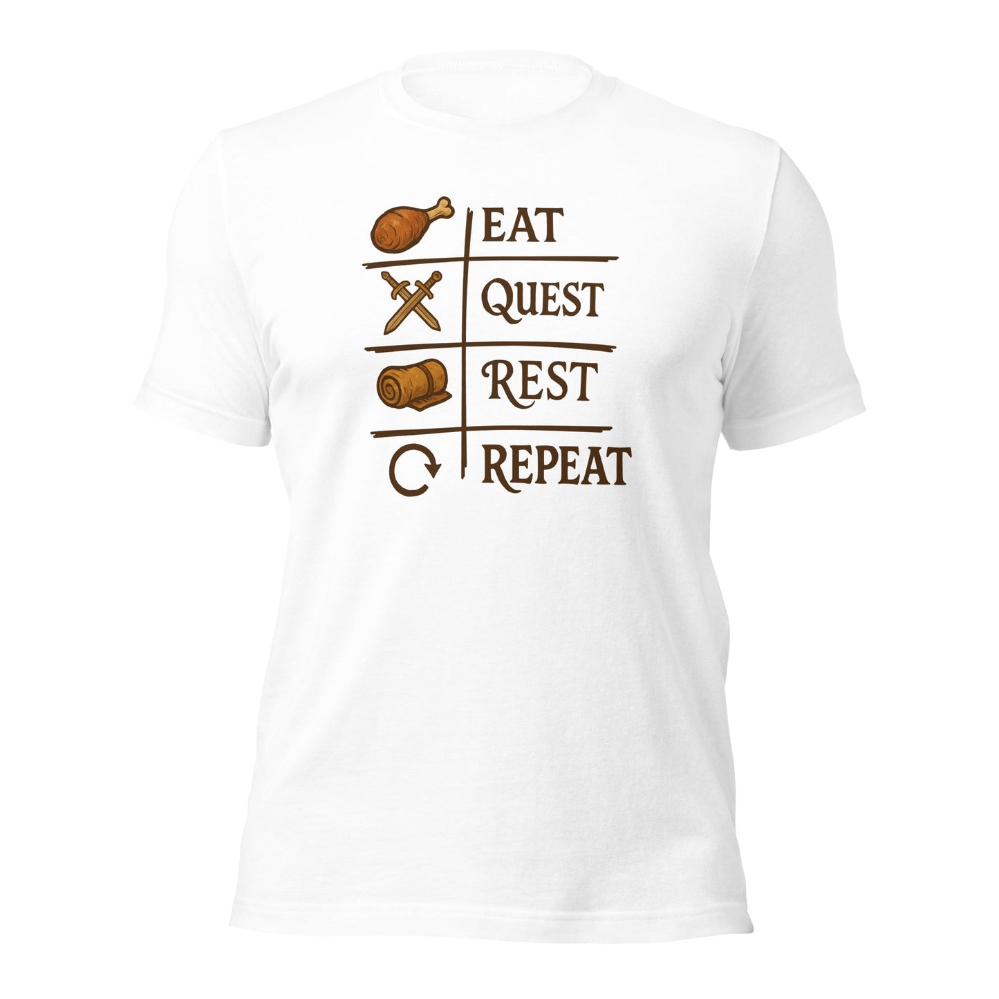 Eat Quest Rest Repeat Gamer Checklist T-Shirt - Inken Image
