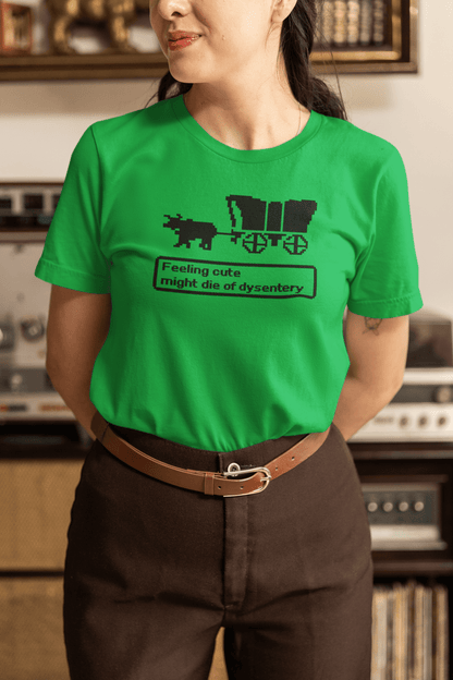 Feeling Cute Might Die of Dysentery Retro Oregon Trail Gamer T-Shirt - Inken Image