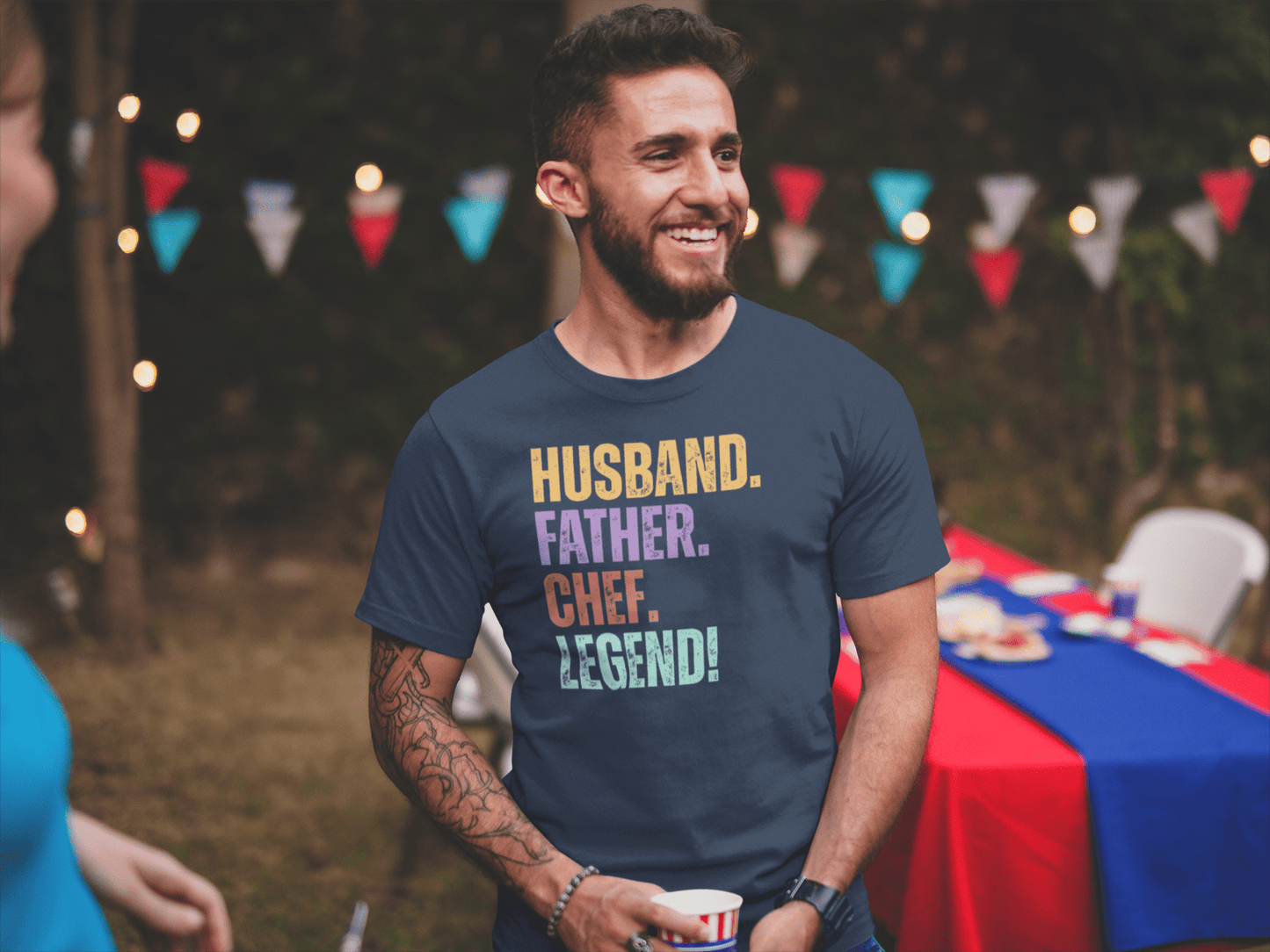 Fun Dad Chef T-Shirt Husband Legend Gift Tee - Inken Image