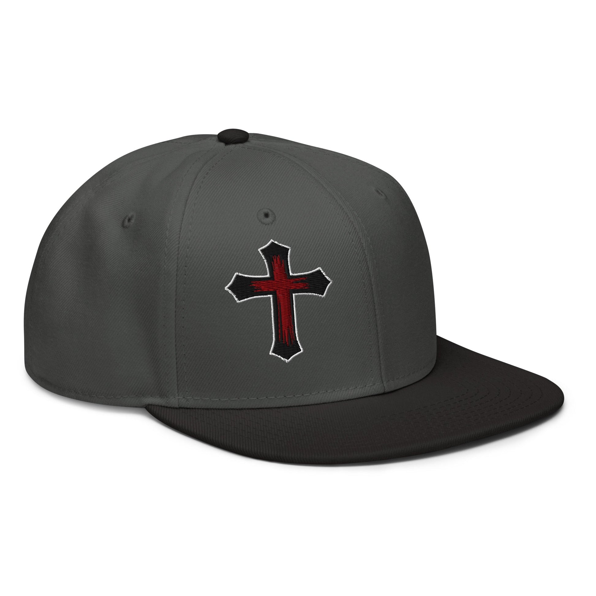 Gothic Bloodied Cross Flat Embroidered Snapback - Inken Image