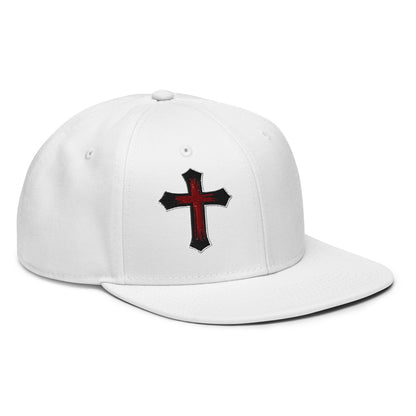 Gothic Bloodied Cross Flat Embroidered Snapback - Inken Image