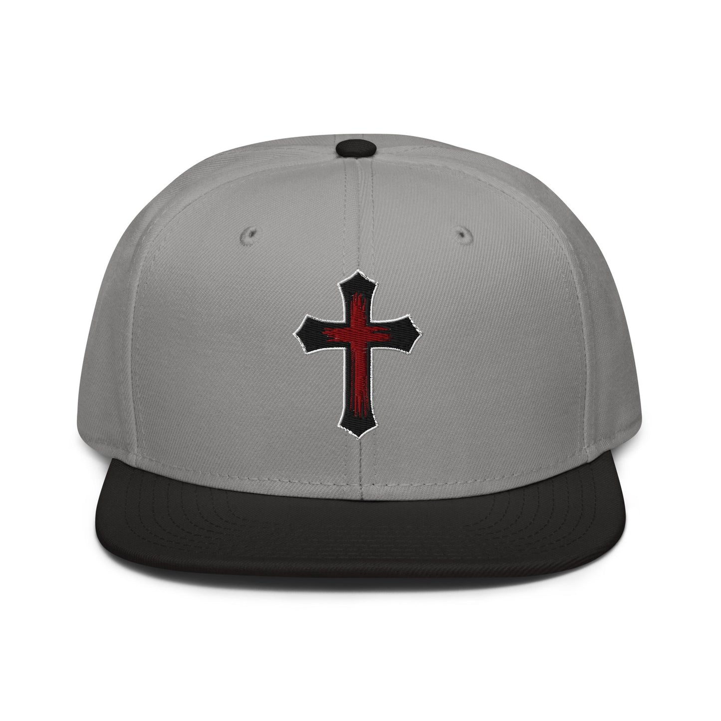 Gothic Bloodied Cross Flat Embroidered Snapback - Inken Image