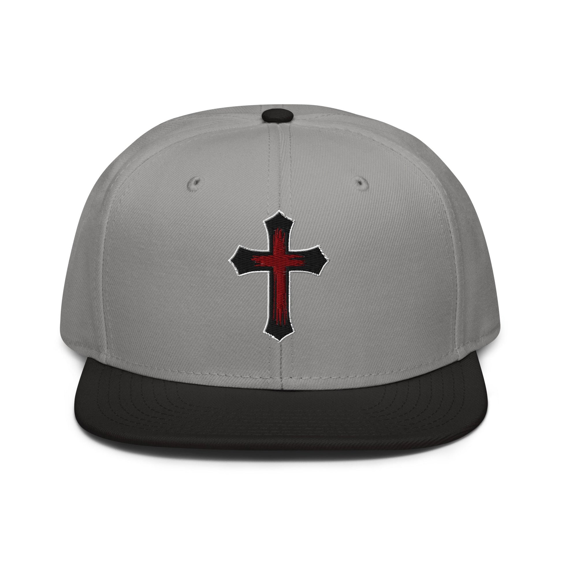Gothic Bloodied Cross Flat Embroidered Snapback - Inken Image