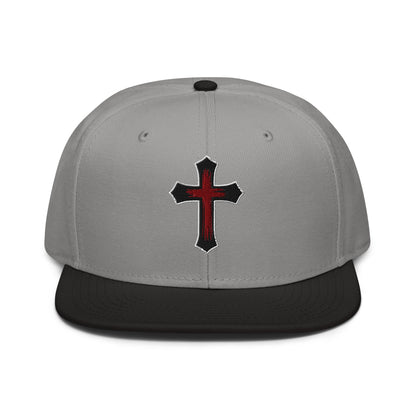 Gothic Bloodied Cross Flat Embroidered Snapback - Inken Image