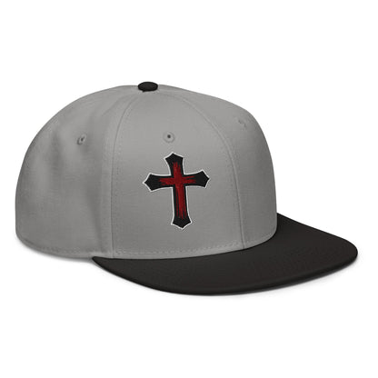 Gothic Bloodied Cross Flat Embroidered Snapback - Inken Image