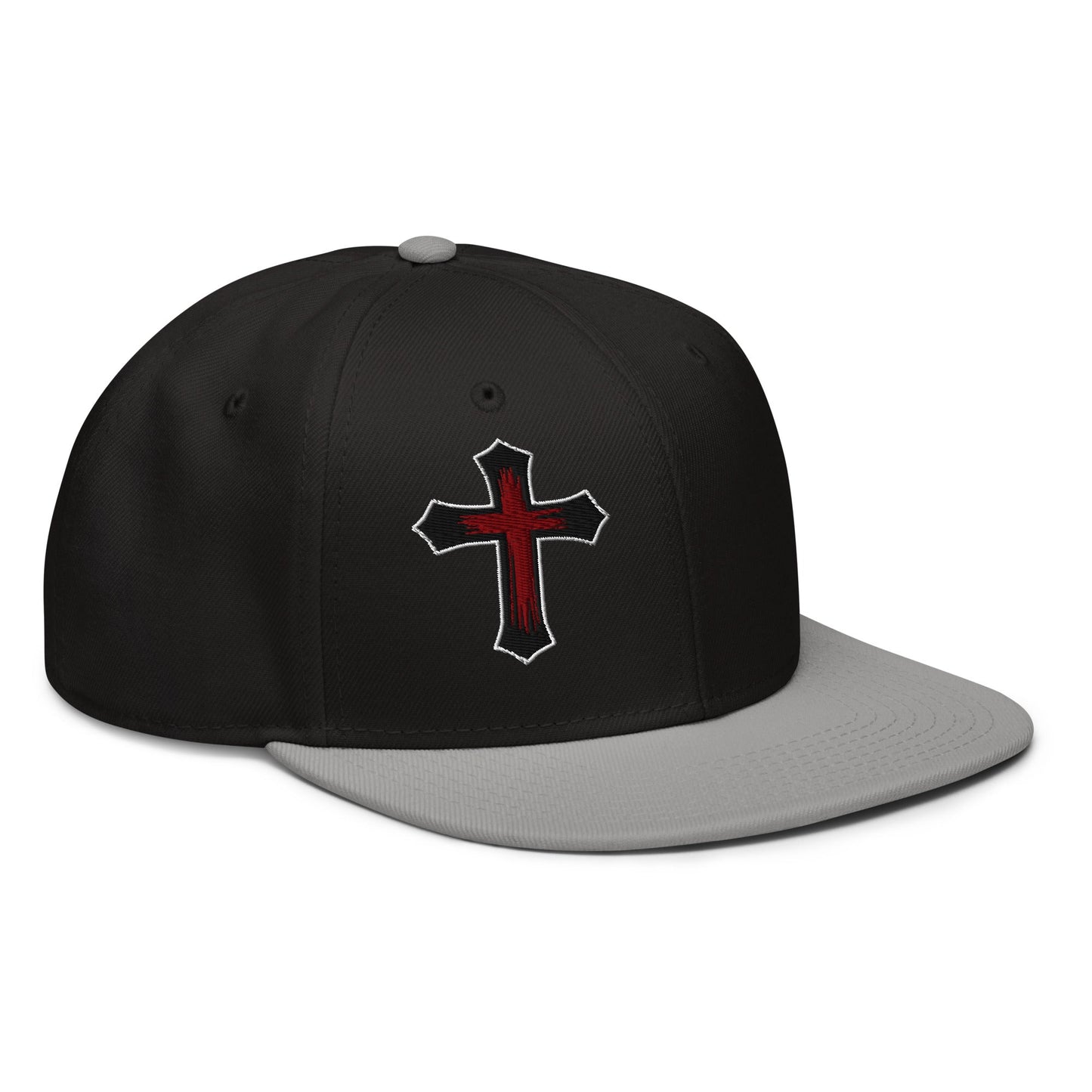 Gothic Bloodied Cross Flat Embroidered Snapback - Inken Image