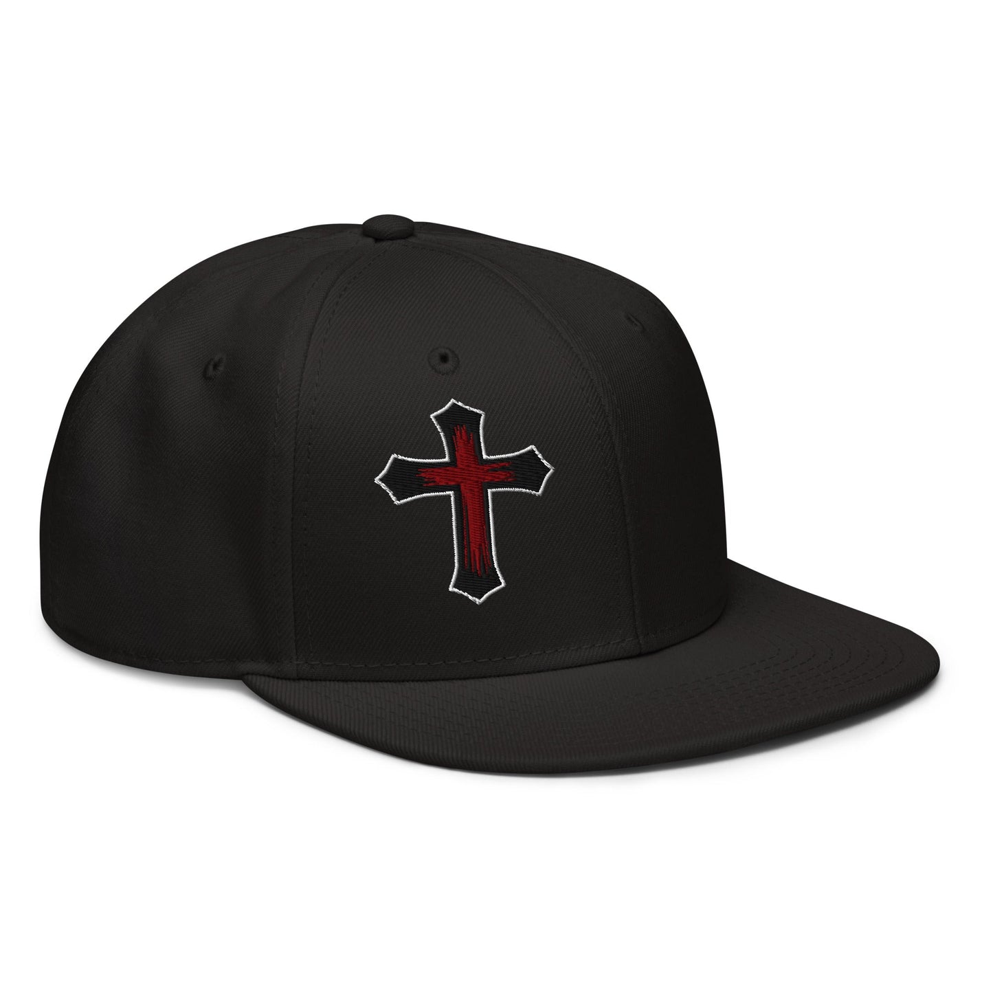 Gothic Bloodied Cross Flat Embroidered Snapback - Inken Image