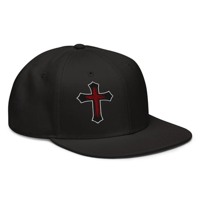Gothic Bloodied Cross Flat Embroidered Snapback - Inken Image
