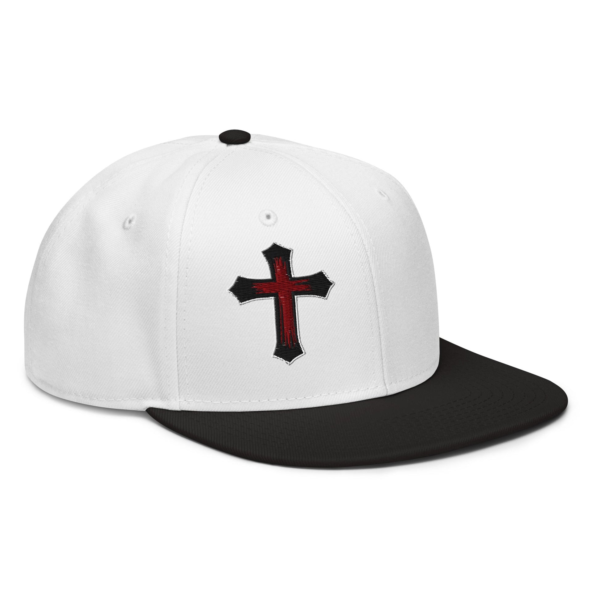Gothic Bloodied Cross Flat Embroidered Snapback - Inken Image