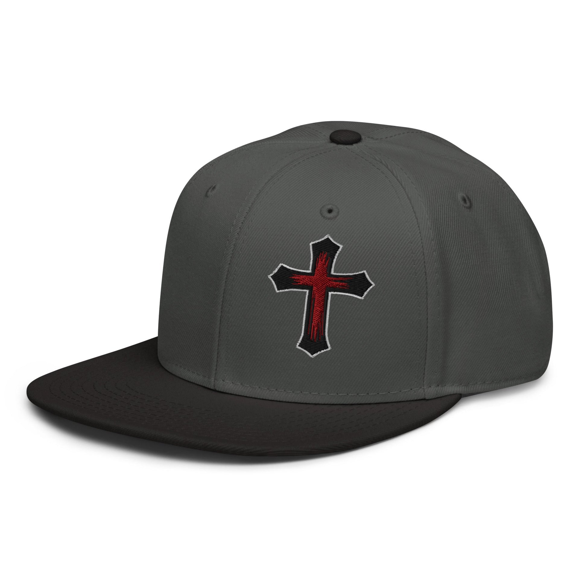Gothic Bloodied Cross Flat Embroidered Snapback - Inken Image