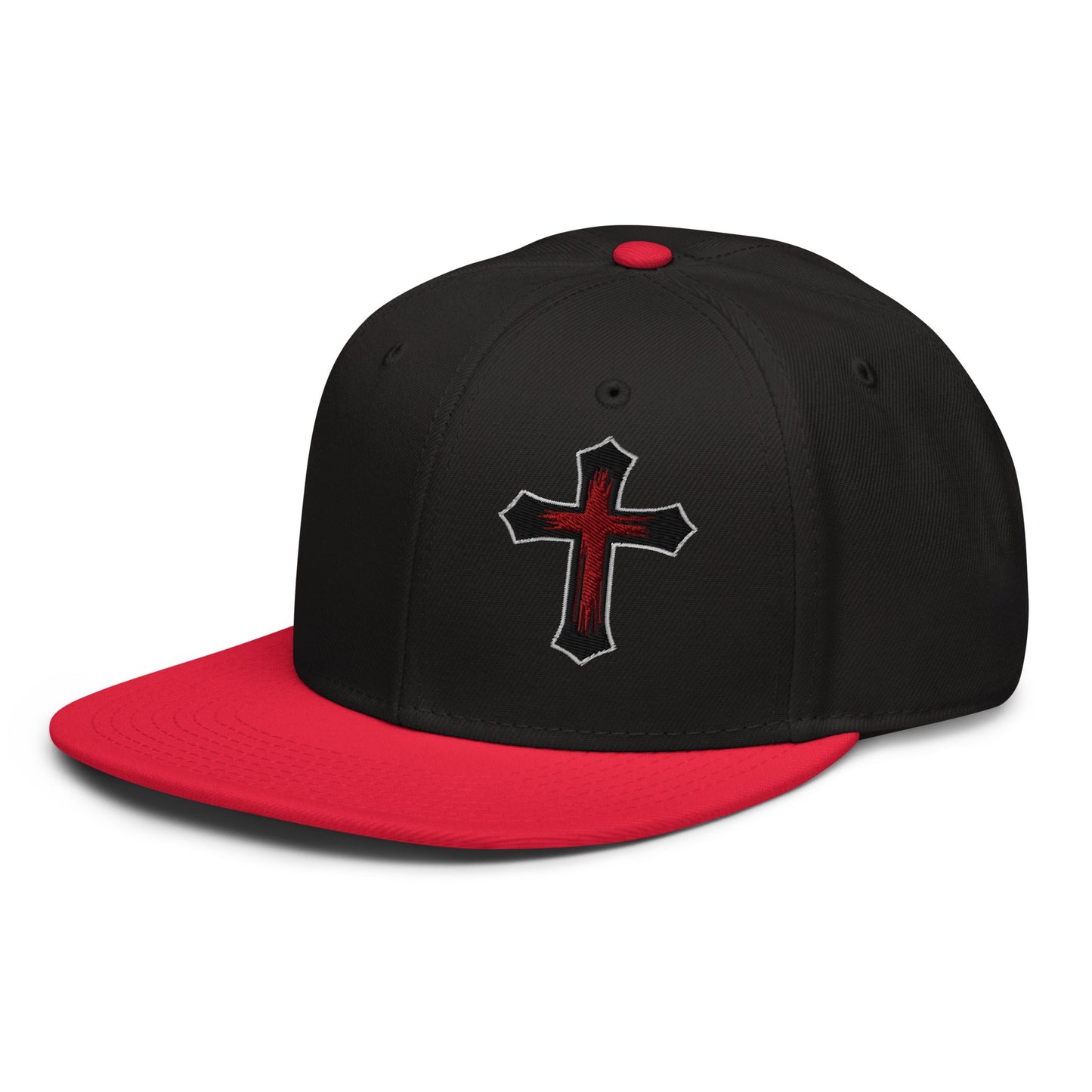 Gothic Bloodied Cross Flat Embroidered Snapback - Inken Image