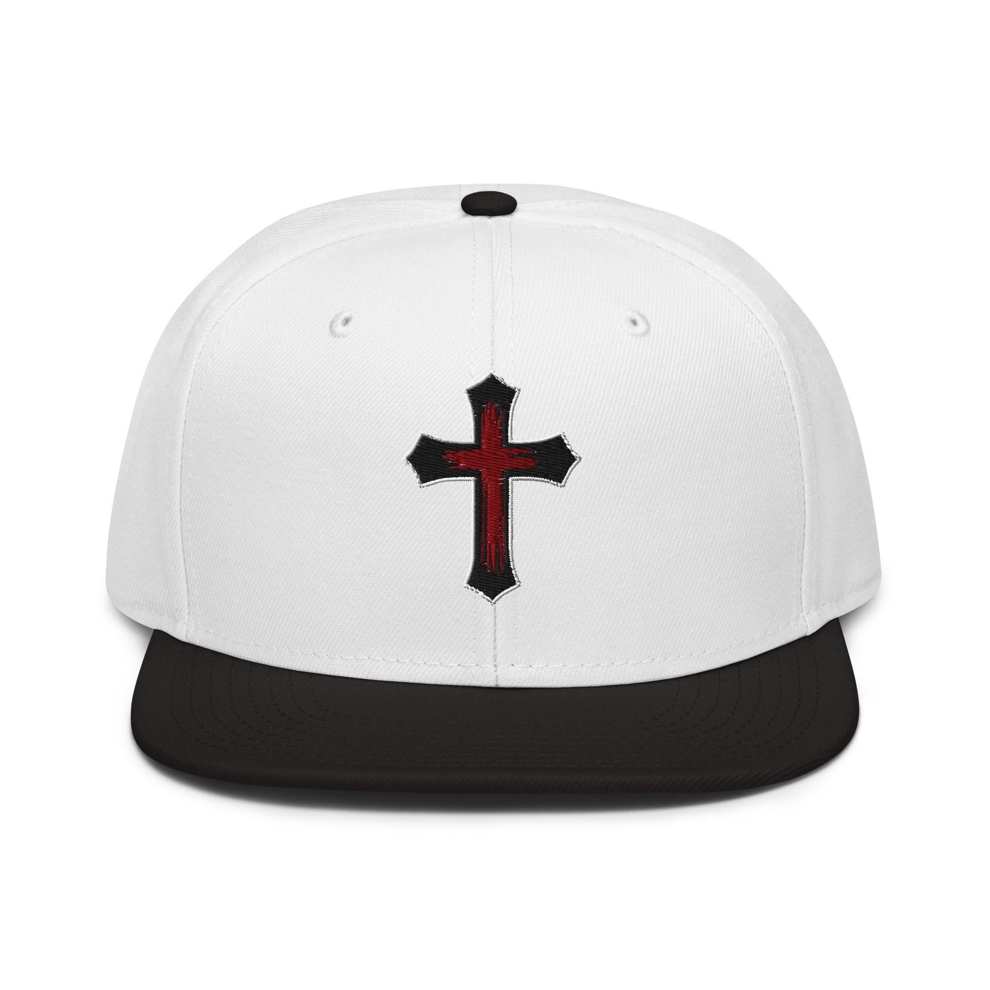 Gothic Bloodied Cross Flat Embroidered Snapback - Inken Image