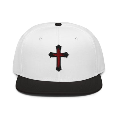Gothic Bloodied Cross Flat Embroidered Snapback - Inken Image
