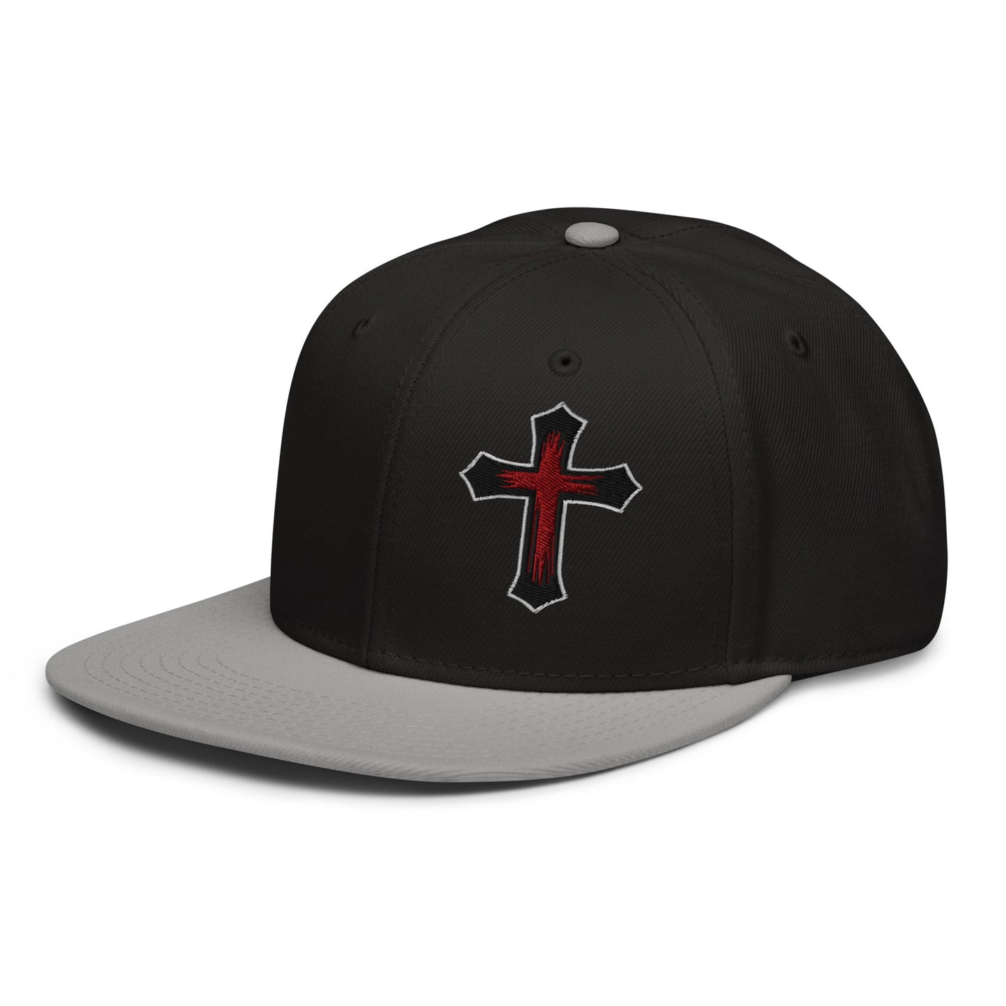 Gothic Bloodied Cross Flat Embroidered Snapback - Inken Image